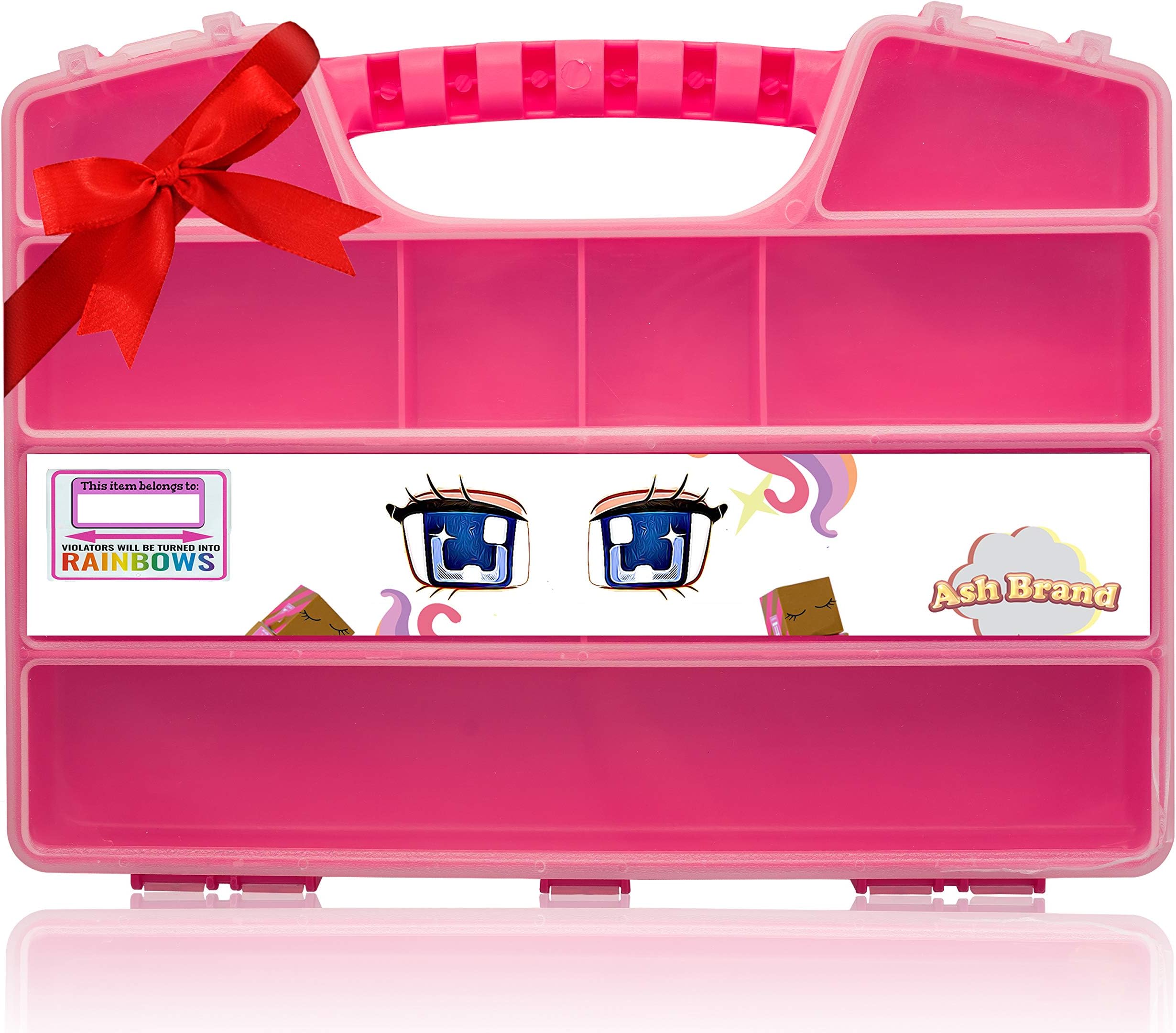 ASH BRAND Durable Carrying Case Box for Mini Dolls Toys| Adorable & Pink Girls Doll Storage Organizer Box