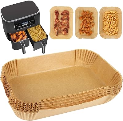 YQL Air Fryer Liners 50pcs for Ninja, Salter Dual - Non-Stick Parchment