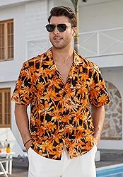 HISDERN Men's Hawaiian Shirt Short Sleeve Floral
