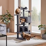 Yaheetech 138.5cm Cat Tree Tower with Condos & Ladder Dark Grey view 2