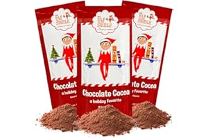 Needzo Holiday Elf Hot Cocoa, Chocolate Drink Mix Packets, Christmas Stocking Stuffer or Party Favor, Individually Wrapped, Pack of 3