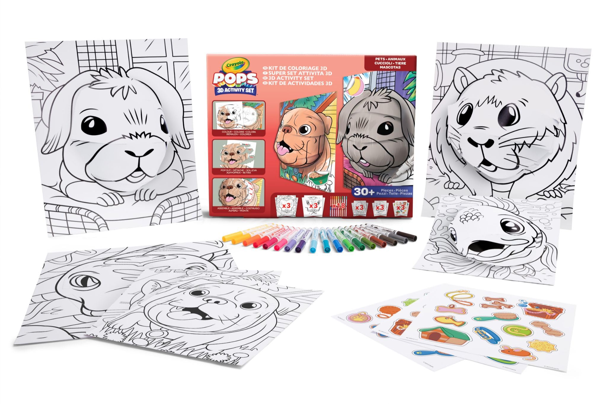 CRAYOLA POPS - Super 3D Activity Set, for Coloring and Creating 3D Drawings, Creative Activity and Gift for Children, Puppies Subject, from 6 years, 04-2594
