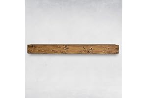 URBANDI Fireplace Mantel, Distressed, Rustic, Floating Shelf, Modern, Real Wood. (60Lx6Hx8D, Brown)