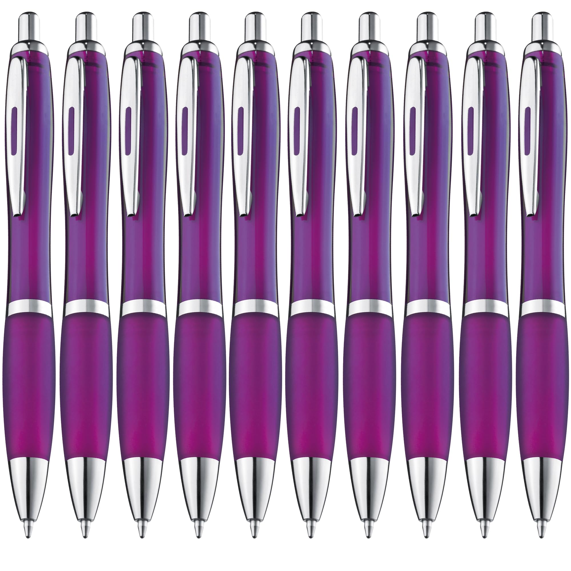 ZENSCRIBE® Ergonomic Ballpoint Pen, Pack of 50, Premium Ballpoint Pen Set, High Quality, Non-Slip Ballpoint Pen for Easy and Soft Writing, Blue Writing Ballpoint Pen Purple