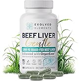 Evolved Elements Beef Liver Gentle — New Zealand Grass-Fed, Grass-Finished Desiccated Beef Liver Supplement with OrganEase® for Odor-Neutral, Smooth Digestion, Clean Taste — 3,000 mg, 180 Capsules