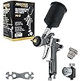 Master Elite High-Performance PRO-22 Series HVLP Touch Up Spray Gun with 1.0mm Tip and Air Pressure Regulator Gauge - Detail Paint Sprayer, Spot and Panel Repairs - Auto Basecoats, Clearcoats