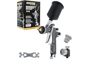 MASTER AIRBRUSH Master Elite High-Performance PRO-22 Series HVLP Touch Up Spray Gun with 1.0mm Tip and Air Pressure Regulator Gauge - Detail Paint Sprayer, Spot and Panel Repairs - Auto Basecoats, Clearcoats