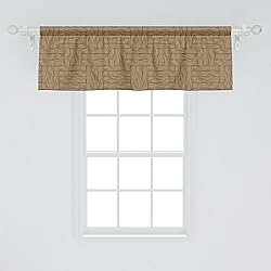 Ambesonne Rustic Window Valance, Wooden Texture