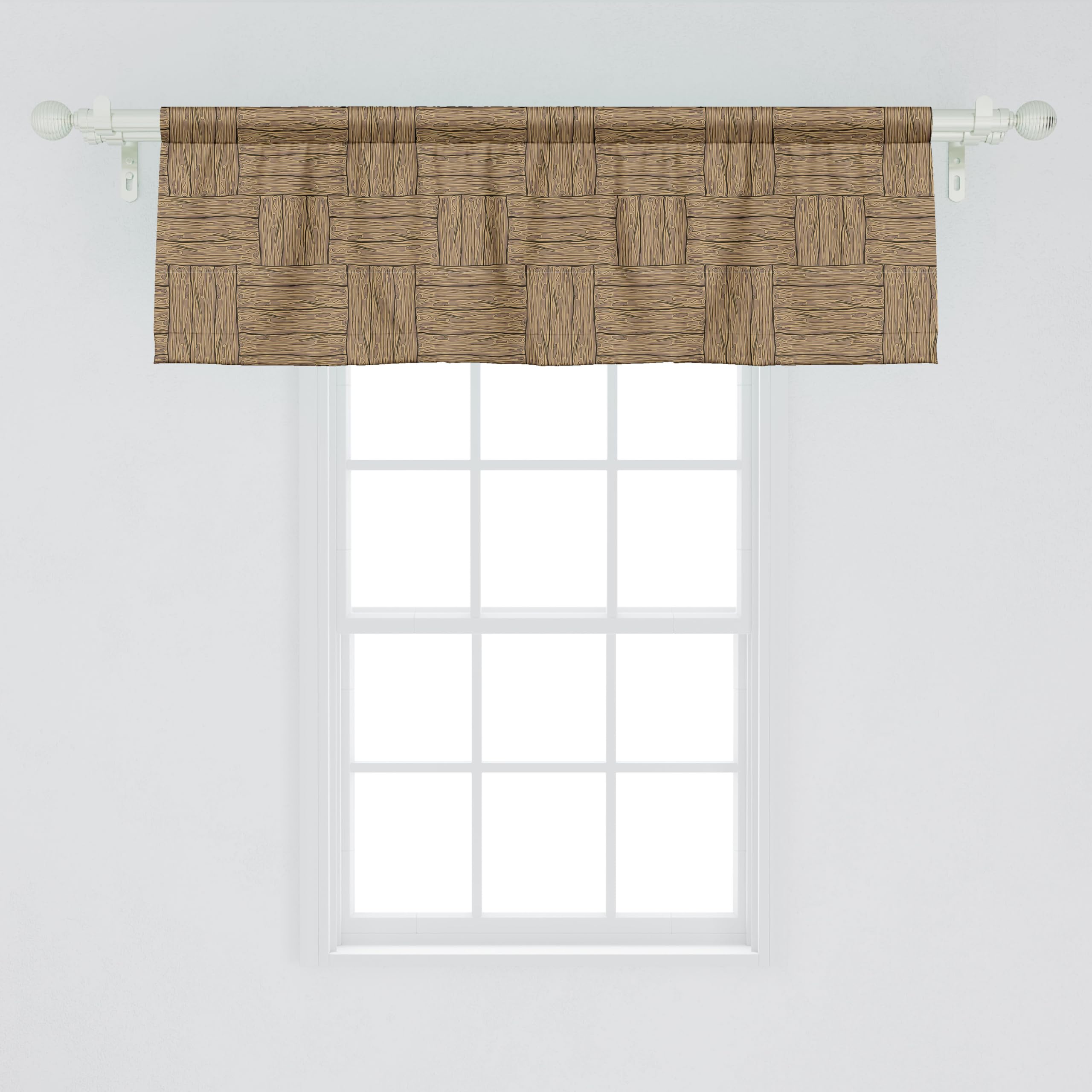 Ambesonne Rustic Window Valance, Wooden Texture