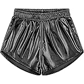 BOOPH Girls Metallic Shorts Kids Sparkly Dance Outfits Shiny Hot Pants Athletic Shorts for Girls