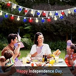 4th of July String Lights, 25FT G40 Red White and