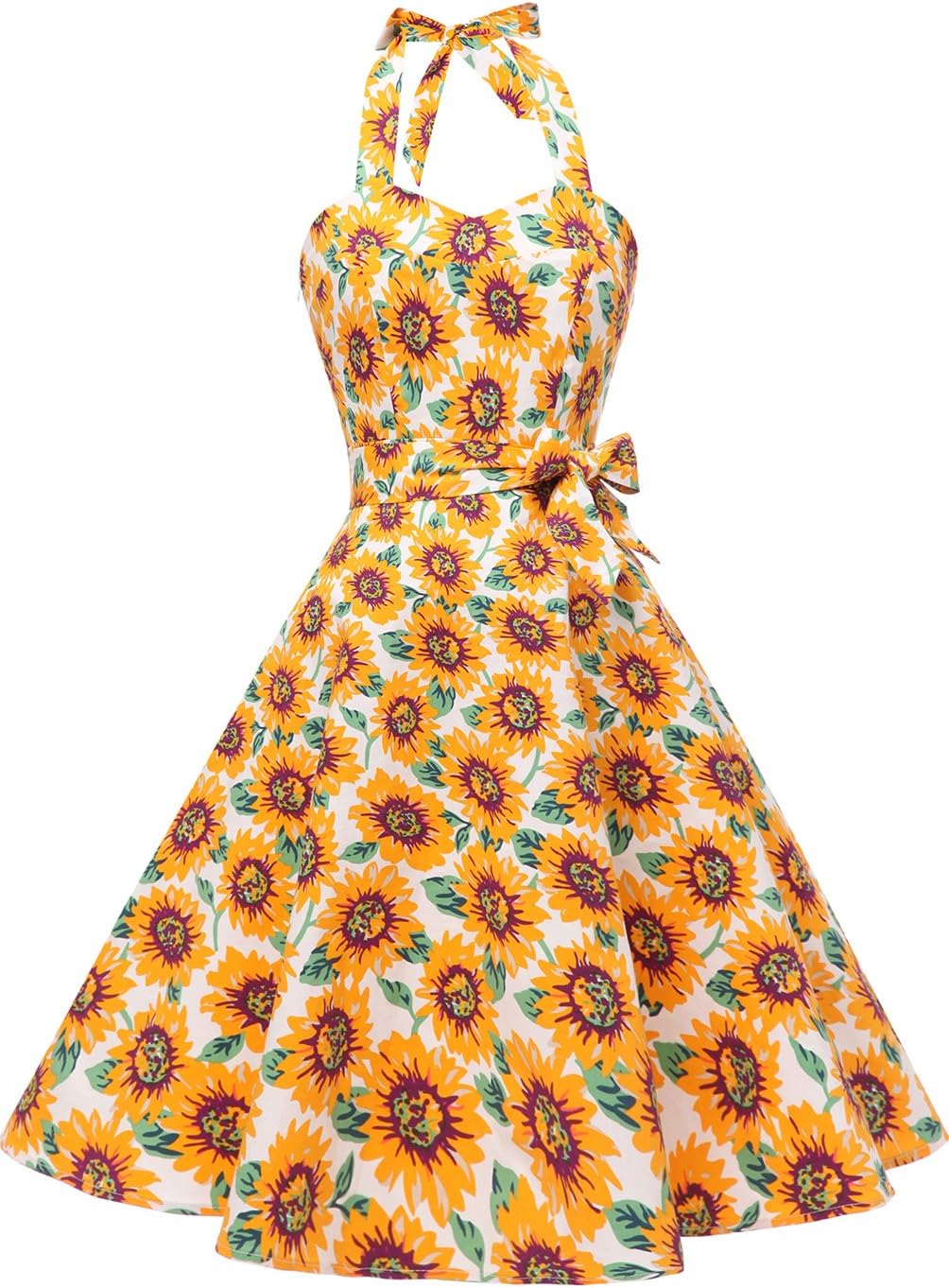 Topdress Women'sVintage Polka Audrey Dress 1950s Halter Retro Cocktail Dress
