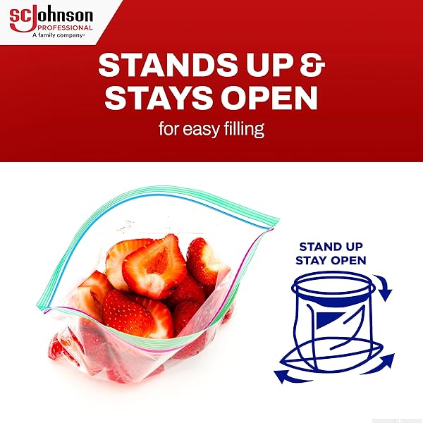 SC JOHNSON PROFESSIONAL ZIPLOC PROFESSIONAL FREEZER BAGS, FOR FOOD ORGANIZATION AND STORAGE, DOUBLE ZIPPER, 2 GALLON, 100 COUNT