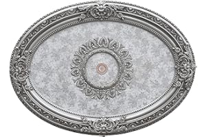 AFD Home Petite Oval Round Chandelier Ceiling Medallion or Fan Medallion, 43 Inches, Silver