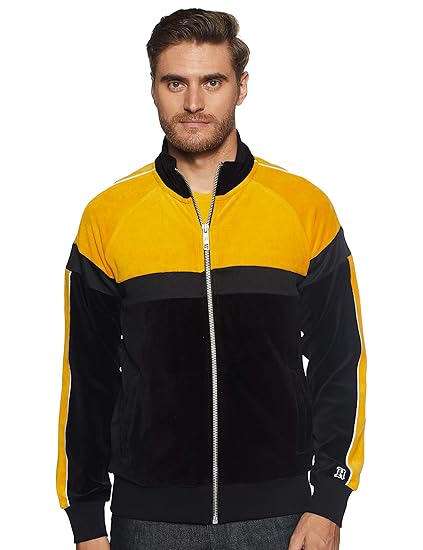 tommy hilfiger black and yellow jacket