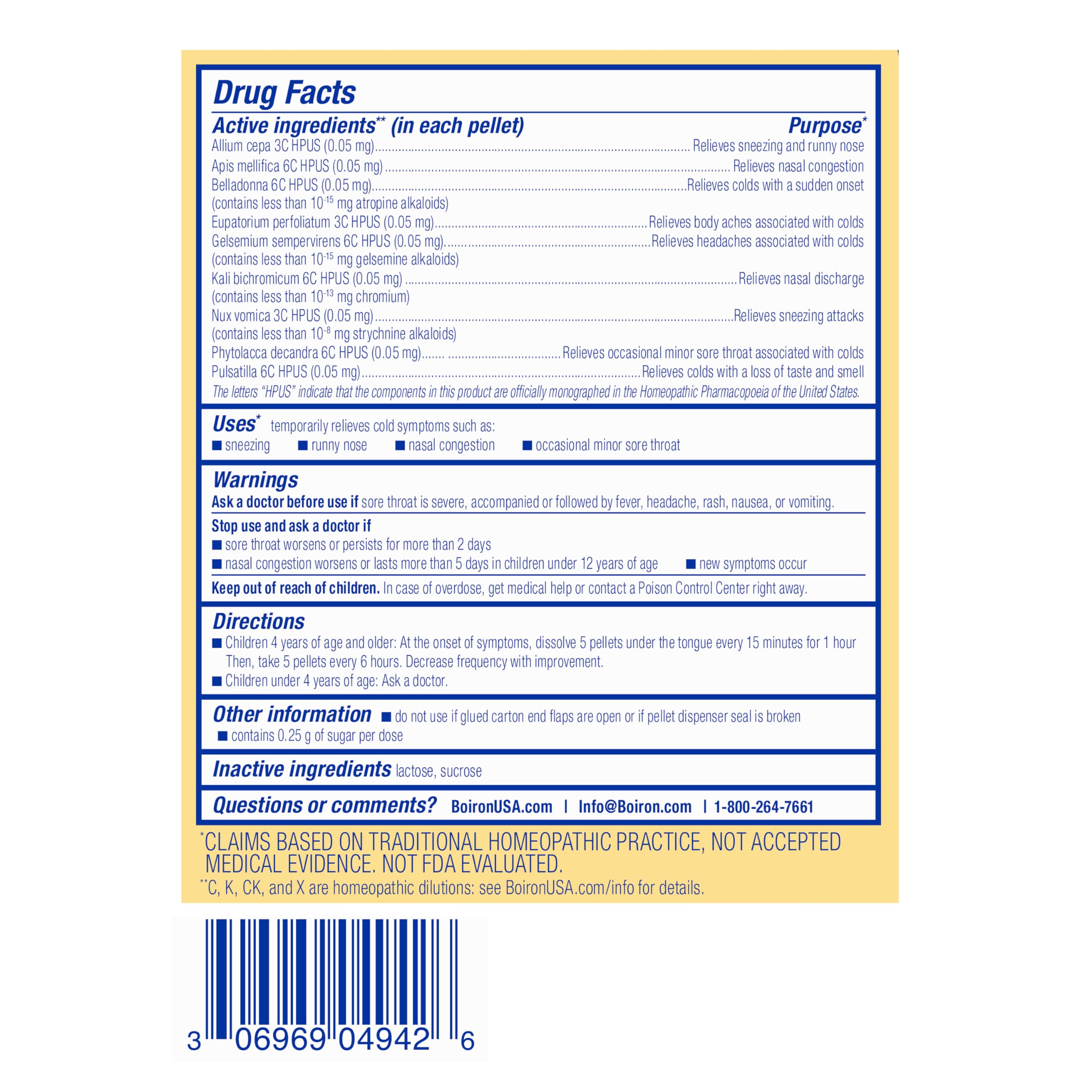 Boiron ColdCalm Kids Pellets for Relief of Common Cold Symptoms Such as Sneezing, Runny Nose, Sore Throat, and Nasal Congestion - 2 Count (160 Pellets)