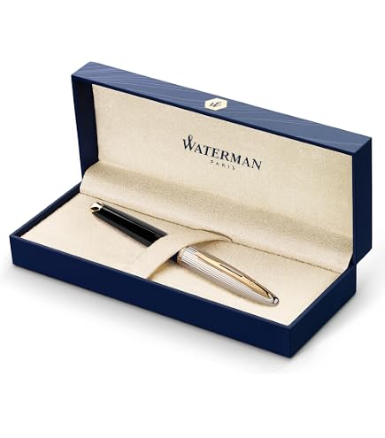 Amazon.com: Waterman Carène Fountain Pen | Metal & Blue Lacquer