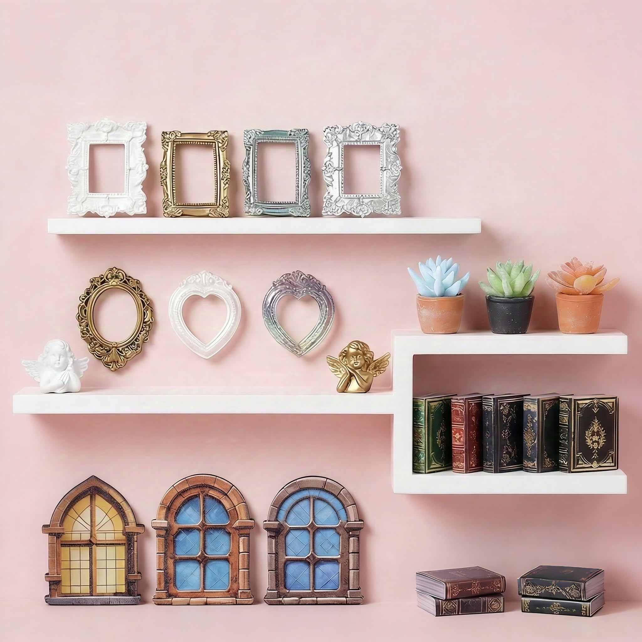 24 PCS Doll House Accessories, Dollhouse Furniture,Mini Picture Frames, Mini Books, Dollhouse Furniturefor Living Room Bedroom Library Office Garden Decoration