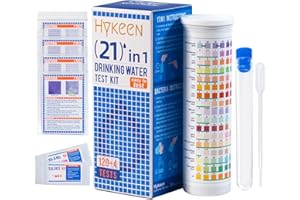 HYKEEN All-New 21 in 1 Water Testing Kits for Drinking Water, Water Test Kit 120 Strips + 4 Tests, All in One Kit, Home Water Test Kit for PH, Hardness, Lead, Iron, Copper, Chlorine, Zinc and More