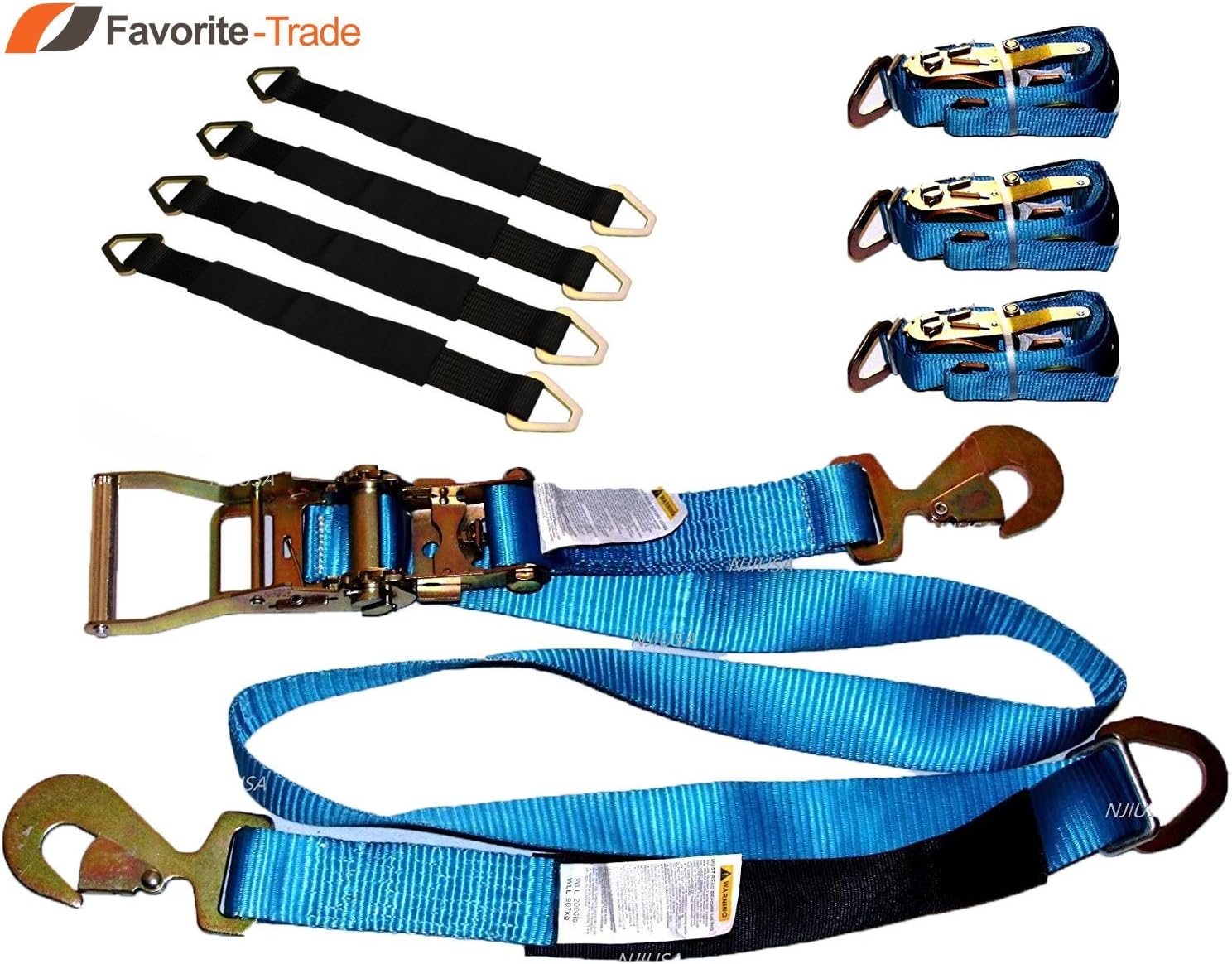 Automotive 4 Axle Straps Car Hauler Trailer Auto Tie Down 4 Ratchet