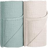 Susurration Muslin Receiving Blanket,100% Cotton Swaddle Blankets for Newborn Soft Thin Swaddle for Unisex Newborn 38x40inch (Light Green)