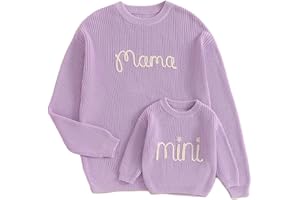 Mommy and Me Sweater Matching Family Outfit Long Sleeve Knit Sweater Pullover Mom and Baby Tops Christmas