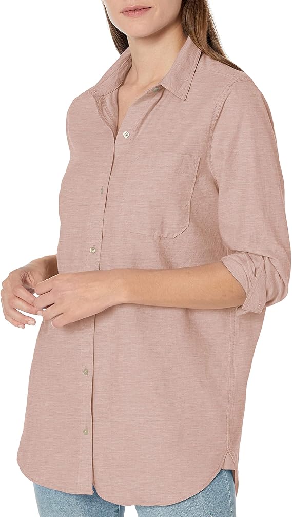 Amazon Brand Goodthreads Women's Washed Oxford Oversized Boyfriend Shirt Clothing