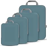 PANDA JOYS 4 Set Compression Packing Cubes Travel - Travel Accessories Expandable Packing Organizers for Carry On - Essentials Luggage Bags - Dark Blue