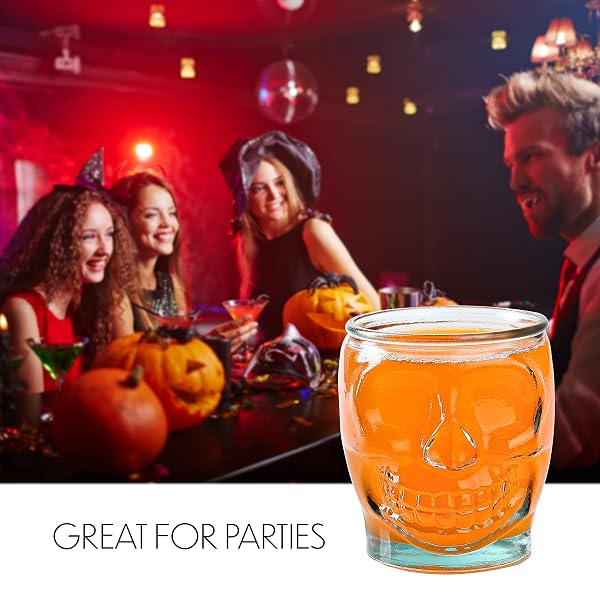 6 PACK – 15 OZ SUGAR SKULL GLASS SUMMERWEEN TUMBLERS – SET OF 6 CREEPY DRINKING CUPS -15 OZ, WITCHY GIFTS, SPOOKY GOTH GIFTS FOR WOMEN, – GOTHIC KITCHEN DECOR, WITCHY BARWARE SKULL JAR