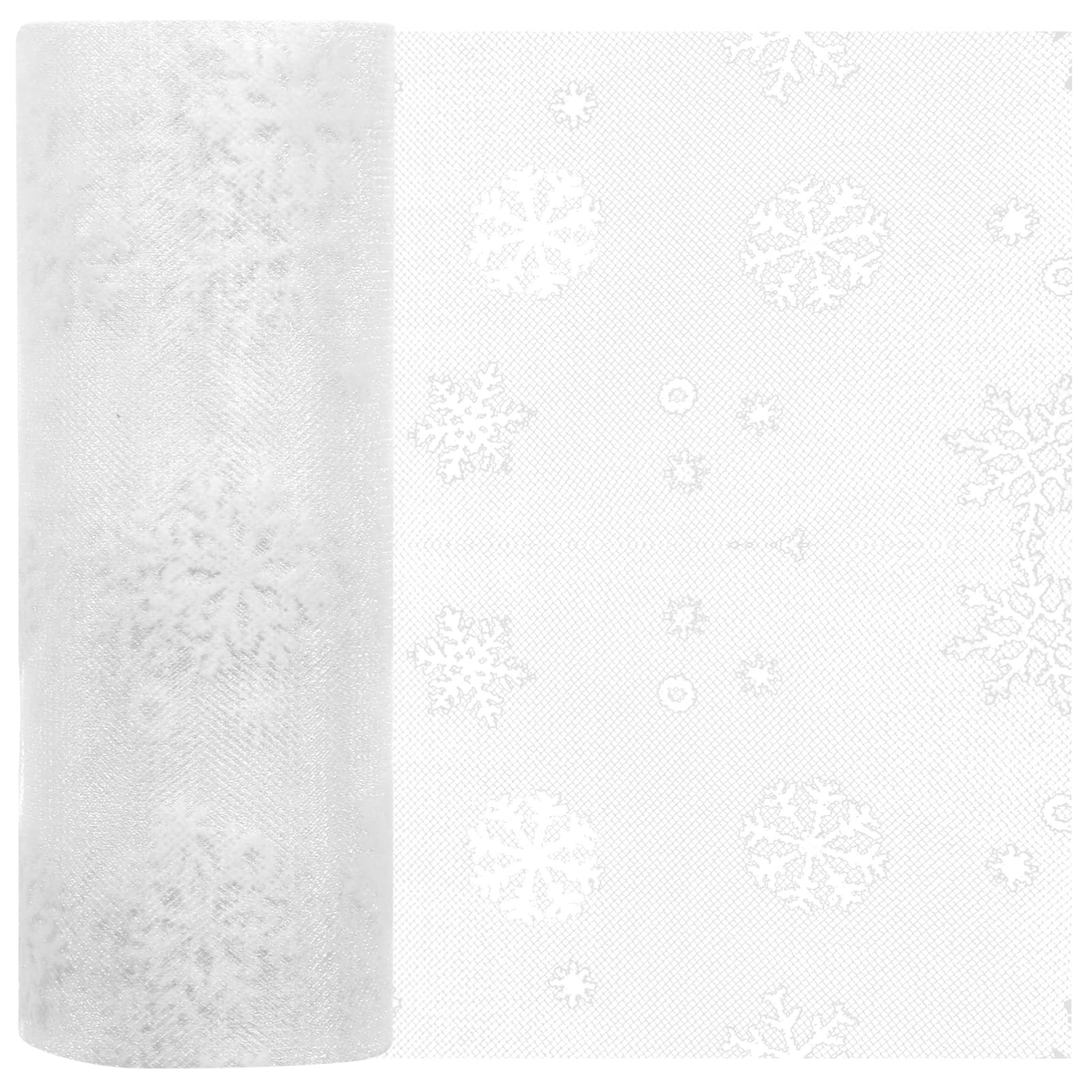 SUPVOX Christmas Organza Ribbon Roll Glitter Sheer Ribbon for Christmas Tree Ornaments Wrapping Party Decorations White 15cm 10Yards