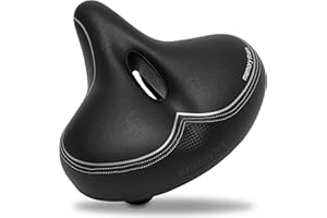 Bikeroo Oversized Bike Seat - Peloton Seat Cushion - Bicycle Saddle Replacement - Wide Cushioned Comfortable Seat for Men & Women - Compatible with Exercise, Road, and Stationary Bikes
