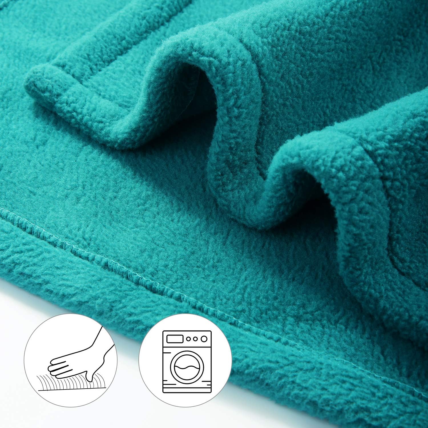 MaxKare Electric Heated Throw Blanket Polar Fleece 50'' x 60'' Lightweight Cozy Ultra-Warm Premium Microfiber Snap Lap Blankets with Auto-Off 4 Heating Levels - Lake Green: Home & Kitchen