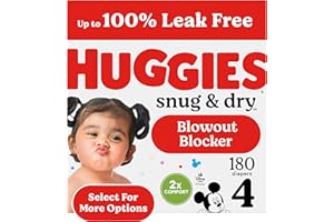 Huggies Size 4 Diapers, Snug & Dry Baby Diapers, Size 4 (22-37 lbs), 180 Count (6 Packs of 30), Packaging May Vary