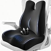 JIPORIER Lumbar Support Pillow for Office Chair,Seat Cushion with Back Support,Office Chair Cushion for Tailbone Pain,Sciatica and Hemorrhoid Relief (Black)