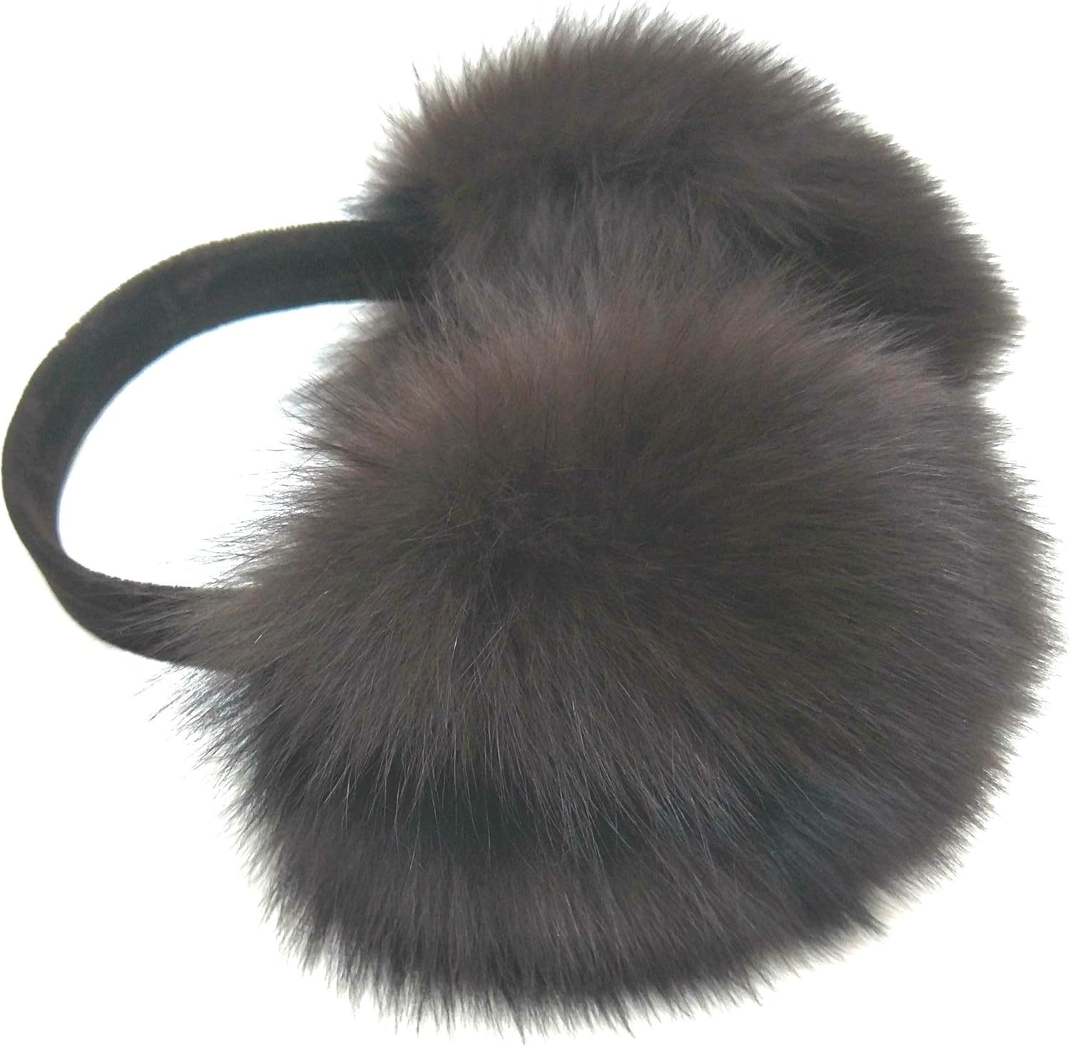 Real Fox Fur Earmuff (Black) at  Women’s Clothing store: Cold Weather Earmuffs