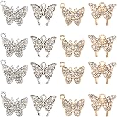 Sparkeads 40pcs Crystal Rhinestone Butterfly Charms - Alloy Pendants in Platinum & Light Gold - DIY Crafting Accessories for Women's Necklace, Bracelet & Earrings