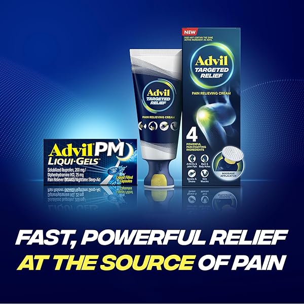 ADVIL PM LIQUI-GELS PAIN RELIEVER AND NIGHTTIME SLEEP AID, PAIN MEDICINE WITH IBUPROFEN FOR PAIN RELIEF AND DIPHENHYDRAMINE HCL FOR A SLEEP AID – 2X80 LIQUID FILLED CAPSULES