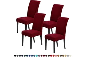 Joccun Chair Covers for Dining Room Set of 4, Dining Chair Slipcovers Stretch Dining Room Chair Covers Seat Protector,Washable Parsons Chair Cover for Home,Banquet(Red Dahlia,4 Pack)