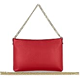 TAKEASY Italian Calf Leather Crossbody Bag for Women with Zipper & Chains | Small Rectangular Shoulder Purse Evening Clutch