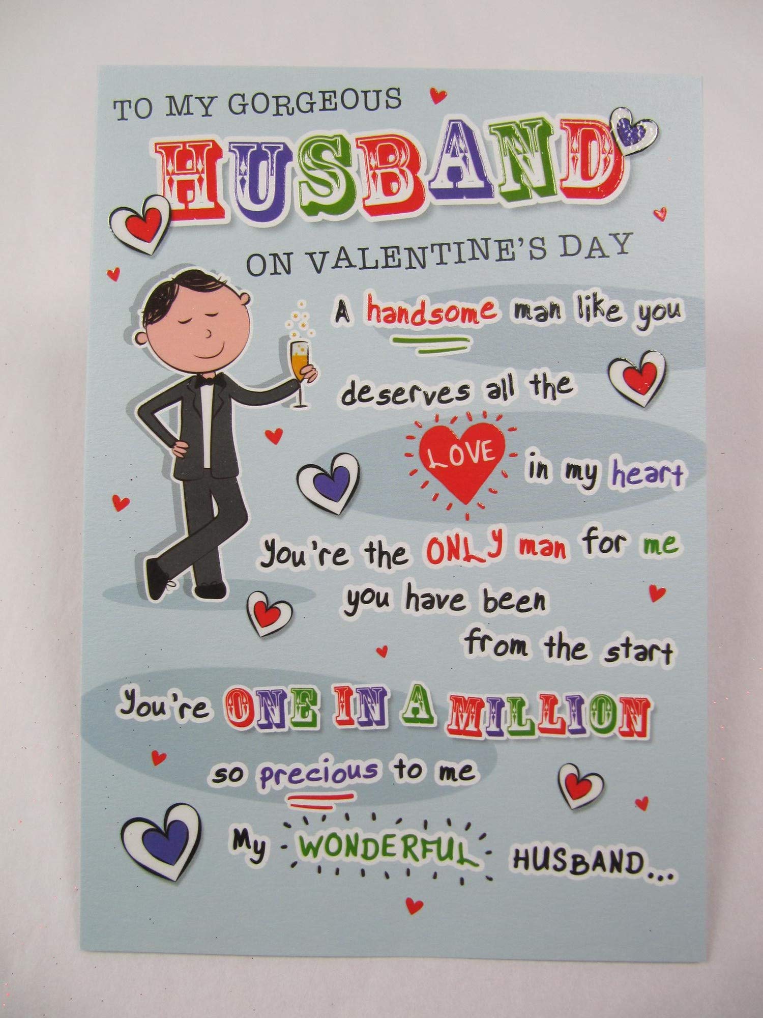 Wonderfully WORDED Poem to My Gorgeous Husband Valentine Greeting Card