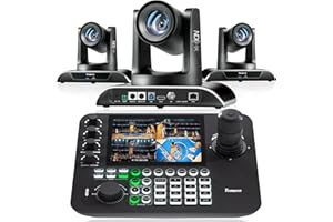 Tenveo NDI PTZ Camera AI Auto Tracking SDI/HDMI/USB3.0/LAN(PoE) 30X Optical+8X Digital Zoom(*3) and 7’’ LCD Quad-Screen NDI PTZ Joystick Controller Bundle/Kit for Church Service Worship Live Broadcast