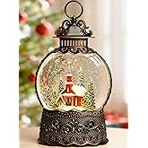 Gorrzai Church Snow Globe Lantern, Lighted Decorations Indoor for Home with Music Timer Swirling Glitter, Musical Nativity Snowglobe, USB or Battery Operated 10.6 inch