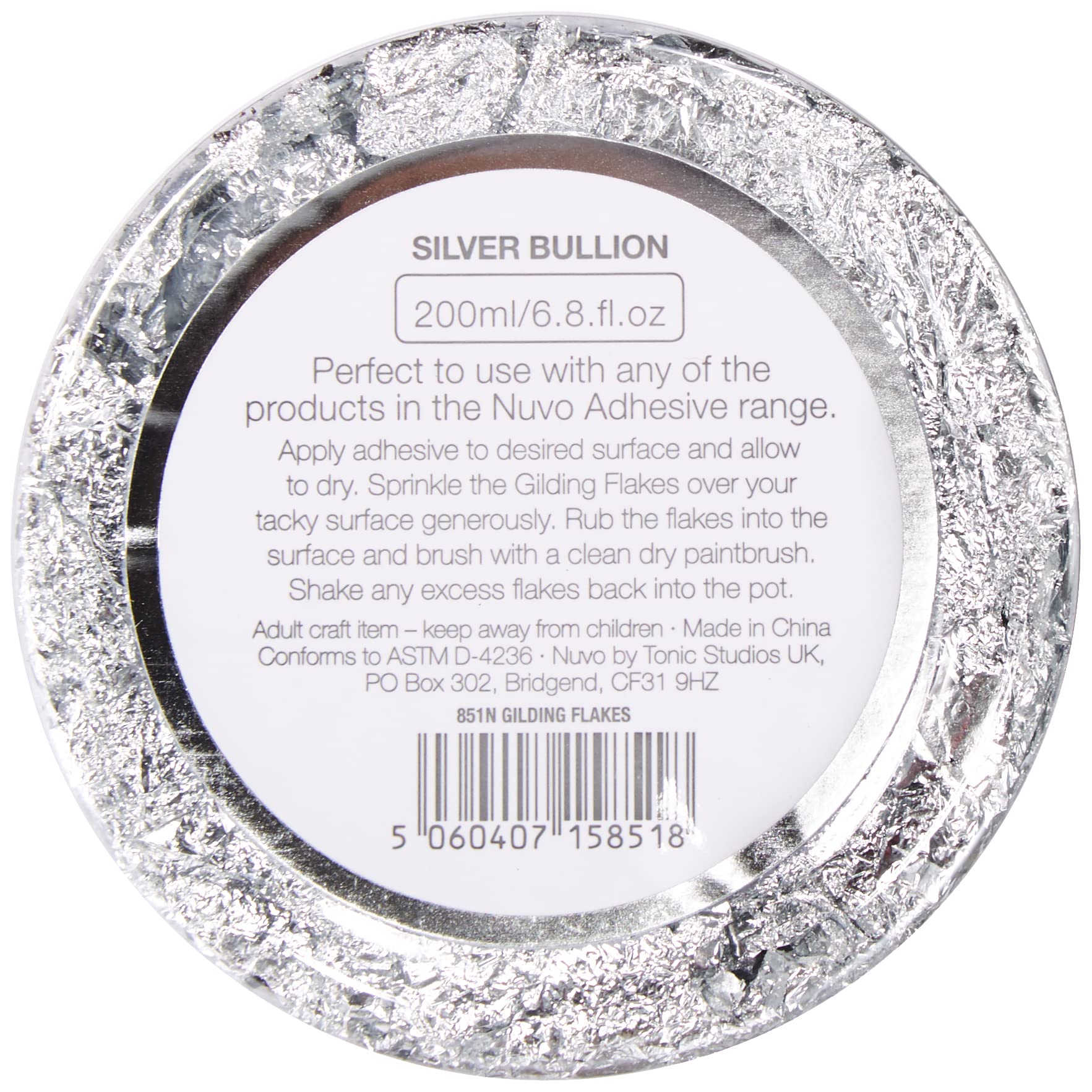 Tonic Studios 851N Nuvo Gilding Flakes, 6.8 oz, Silver Bullion