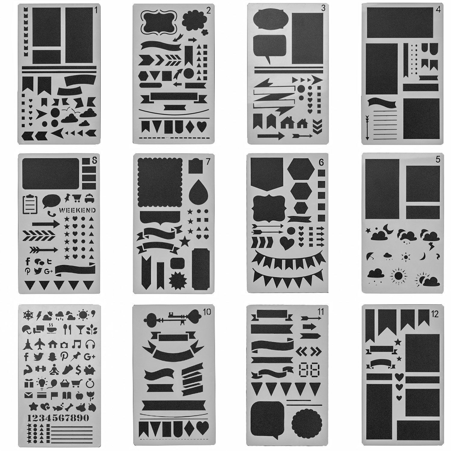 Buy eborder 12 pcs Bullet Journal Stencil Set for Journaling//Drawing