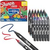 Sharpie Creative Markers, Combo Pack, Water-Based Acrylic, Bullet &amp; Brush Tips, Assorted Colors Including Earth Tones, 24 Count - Works on Paper, Metal, Wood, Ceramic, Glass, Rock, Canvas