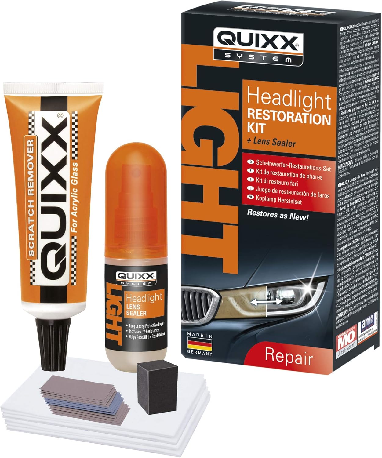 Quixx Headlight Restoration Kit Black, Yellow, Set