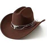 Lanzom Cowboy Hat for Women with Wide Brim Felt Western Cowgirl Hats for Cowboys and Cowgirls