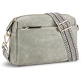 BOSTANTEN Small Crossbody Purse for Women Triple Zip Cell Phone Leather Handbag with Colored Shoulder Strap