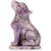 Artistone 2" Crystal Wolf Statue Carved Amethyst Wolf Decor Figurines Animal Carving Sculpture Healing Stone for Home Decoration Gifts