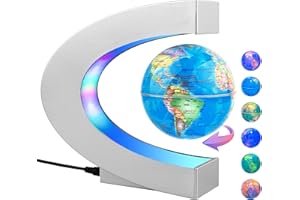 MOKOQI Magnetic Levitating Globe with LED Light, Cool Tech Gift for Men Father Boys and Girls, Birthday Gifts for Kids, Floating Globes World Desk Gadget Decor in Office Home Display (Silver)